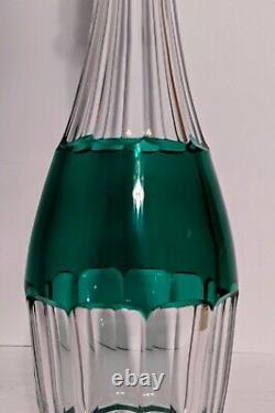 Vintage 1930's Val St. Lambert Green Cut to Clear Decanter WithStopper