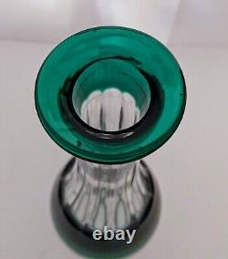 Vintage 1930's Val St. Lambert Green Cut to Clear Decanter WithStopper