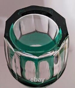 Vintage 1930's Val St. Lambert Green Cut to Clear Decanter WithStopper