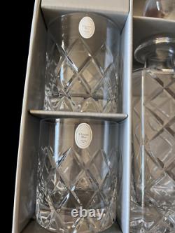 Vintage 1980 Christian Dior Leaded Crystal Decanter Set Cut Glass Stopper NIB