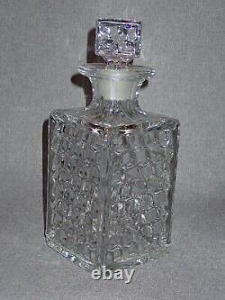 Vintage 750ml Fostoria Glass Decanter Rye Rare Cut Engraved Ornate Label