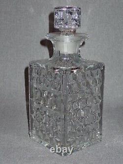 Vintage 750ml Fostoria Glass Decanter Rye Rare Cut Engraved Ornate Label