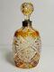 Vintage Amber Cut To Clear Bohemian Czech Crystal Decanter With Silver Neck Band