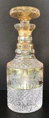 Vintage Amber Cut to Clear Crystal Decanter 11 Bohemian Crystal
