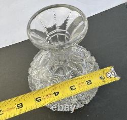 Vintage American Brilliant Cut Glass Crystal Carafe/Vase Liquor Wine Decanter 8