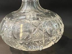 Vintage American Brilliant Cut Glass Crystal Glass Carafe Liquor Wine Decanter