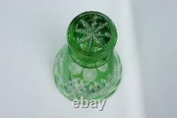 Vintage Antique Cut to Clear Green Decanter Crystal Glass with Original Stopper
