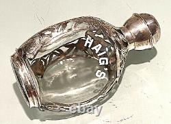 Vintage Antique HAIG'S Crystal Cut Sterling Silver Decor Glass Decanter Bottle