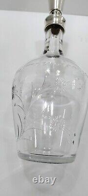 Vintage Antique Hawkes Crystal Cut Decanter Sterling Silver stopper and collar