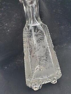 Vintage/Antique Intaglio Cut Glass Decanter, with Horse and Crane Birds