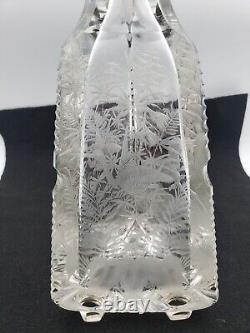 Vintage/Antique Intaglio Cut Glass Decanter, with Horse and Crane Birds