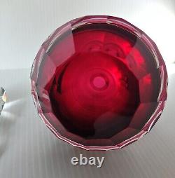 Vintage Art Deco Style Cut Ruby Red Crystal Glass Ladies Decanter Bottle 9 Tall