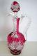 Vintage Baccarat Cranberry Cased Cut Clear Crystal Decanter