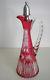 Vintage Baccarat Cranberry Cased Cut Clear Crystal Decanter Sterling Silver Top