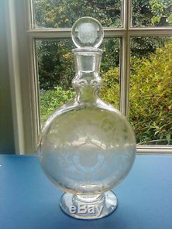 Vintage Baccarat Crystal Glass decanter J & F Martell cognac Blown Etched