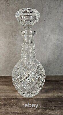 Vintage Beautiful Cut Glass Diamond pattern 3 ring Decanter