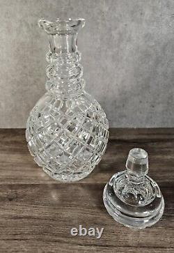 Vintage Beautiful Cut Glass Diamond pattern 3 ring Decanter