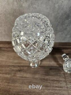 Vintage Beautiful Cut Glass Diamond pattern 3 ring Decanter