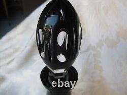 Vintage Black Bohemian Cut to Clear Decanter 13 Tall Mint Condition