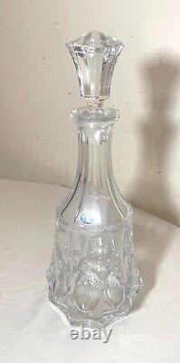 Vintage Bohemia Czech cut clear crystal glass wine decanter bottle carafe