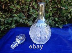 Vintage Bohemia Queen Lace Cut 24% Lead Crystal Wine Decanter 1 Liter Mint