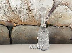 Vintage Bohemian Crystal Quilted Cut Glass Liquor Decanter with Stopper