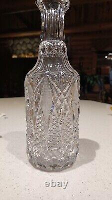 Vintage Bohemian Crystal Quilted Cut Glass Liquor Wine Decanter Bottle