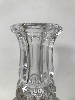 Vintage Bohemian Crystal Quilted Cut Glass Liquor Wine Decanter Bottle w Stopper