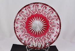 Vintage Bohemian Crystal Ruby Red Cut To Clear Plate