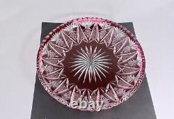 Vintage Bohemian Crystal Ruby Red Cut To Clear Plate