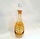 Vintage Bohemian Cut To Clear 14.5 Art Crystal Decanter Golden Yellow Amber