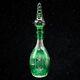 Vintage Bohemian Emerald Green Cut To Clear Crystal Tall Decanter 15t 3.25w