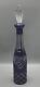 Vintage Bohemian Glass Amethyst Purple Cut To Clear Criss Cross Tall Decanter