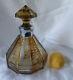 Vintage Bohemian Glass Decanter. Yellow Cut-to-clear. C. 1940's. 9 Tall