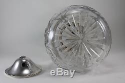 Vintage Brilliant Cut Glass Crystal Silver Plate Decanter Pitcher Ewer Grape 12