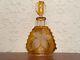 Vintage Czech Moser Bohemian Decanter Gold Amber Cut To Clear Etched Grapevine