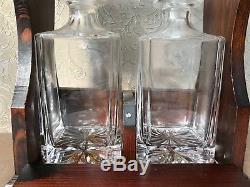 Vintage Captains 2 Brandy Cognac Rock Crystal Decanter Stand Tantalus Present