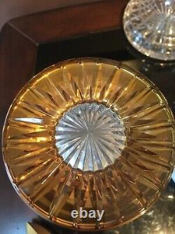 Vintage Clear Cut-Crystal And Gold Decanter With Stopper 16