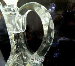 Vintage Crystal Cut Decanter Pitcher Roses Czech Republic Stunning Piece 10
