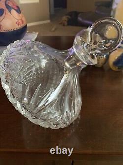 Vintage Crystal Cut Glass Decanter On Side With Topper, Approx 9.5