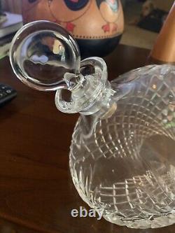 Vintage Crystal Cut Glass Decanter On Side With Topper, Approx 9.5