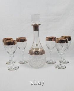 Vintage Crystal Decanter 6 Glasses By SC Line Made In Italy New Original Boxes