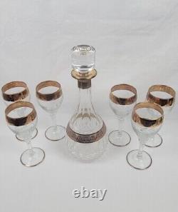 Vintage Crystal Decanter 6 Glasses By SC Line Made In Italy New Original Boxes