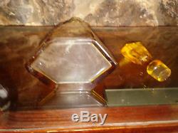 Vintage Crystal Silver Mark 800 Yellow Cut To Clear Etched Decanter