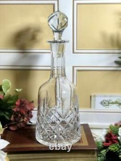 Vintage Cut Crystal Decanter Heavy Hand Crafted Golf Ball style stopper