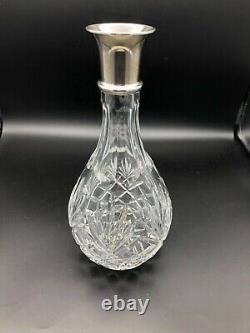 Vintage Cut Crystal Decanter withWallace Sterling Silver Neck, 10 1/4 Tall, 5 1/4