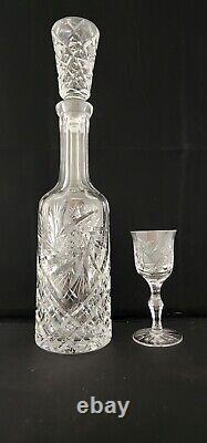 Vintage Cut Crystal Decanter with 14 Matching Glasses Stunning and Beautiful