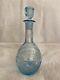 Vintage Cut Crystal Decanter With Stopper Light Blue Petite