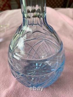 Vintage Cut Crystal Decanter with Stopper Light Blue Petite