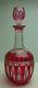 Vintage Cut Glass Cranberry To Clear Decanter